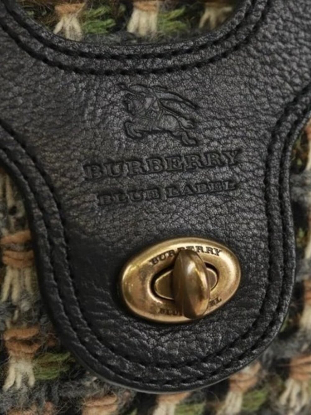 BURBERRY Blue Label Shoulder Bag Tweed Green Auth 168031V - Picture 12 of 16